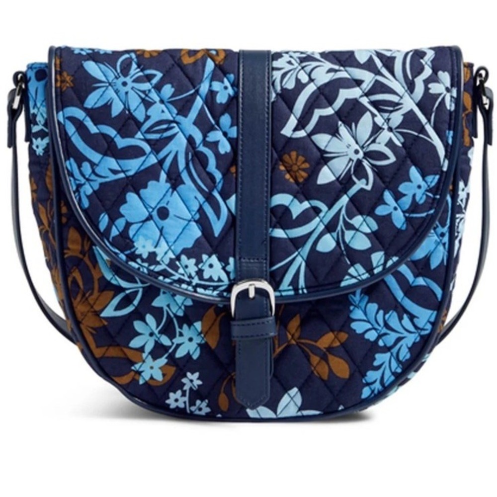 Vera Bradley Handbag Slim Saddle Java Floral Crossbody Adjustable‎ Strap